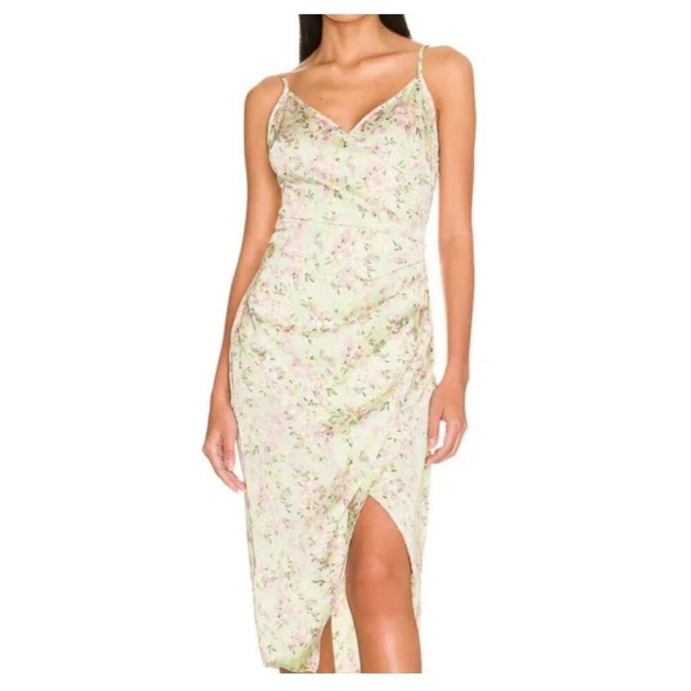 BCBG generation women’s mint, green floral, drape dress medium